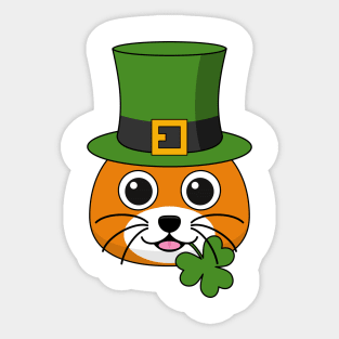 Cute Cat with Green Hat and Shamrock St Patricks's Day Sticker